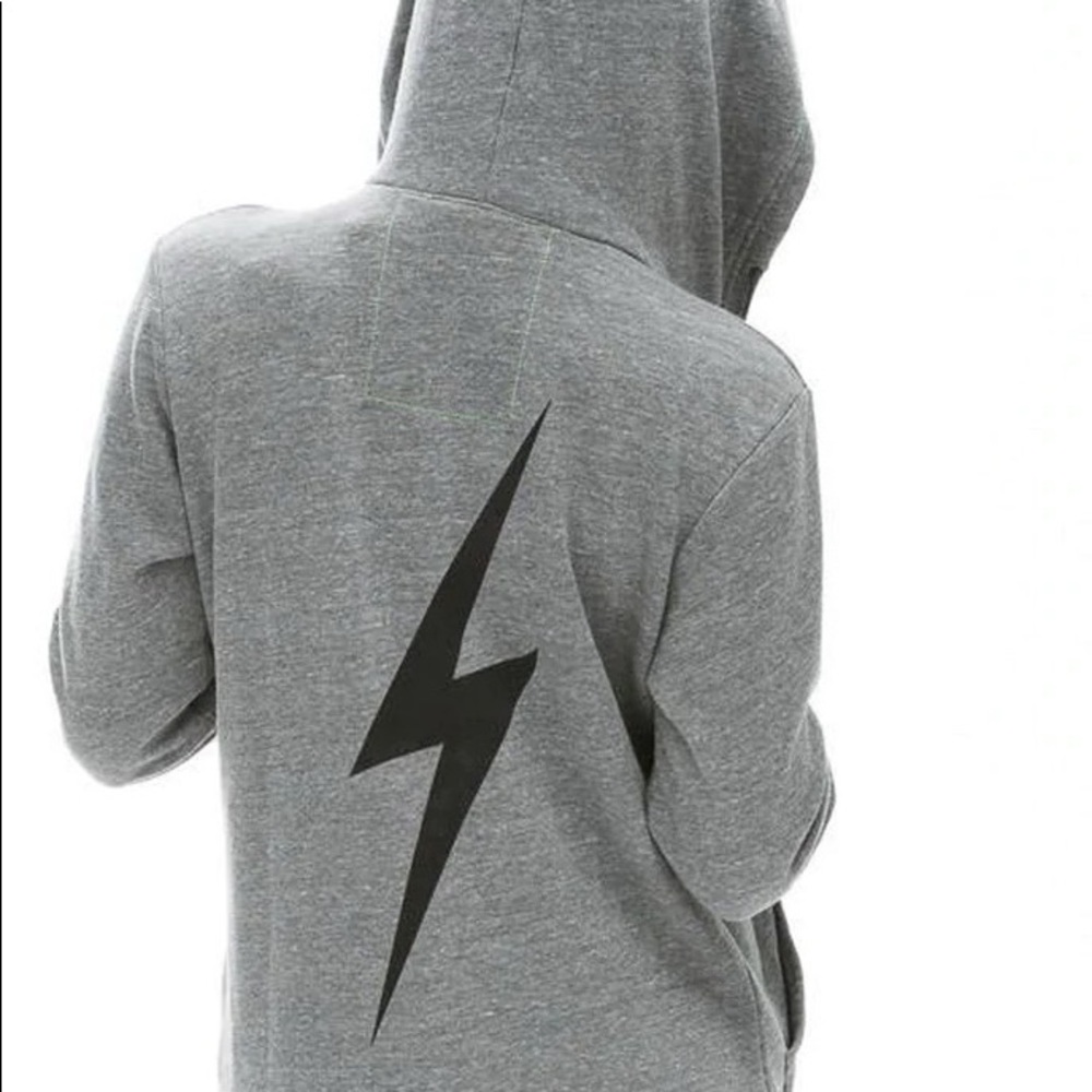 Aviator Nation Bolt Zip Hoodie  in Heather Grey Unisex XL